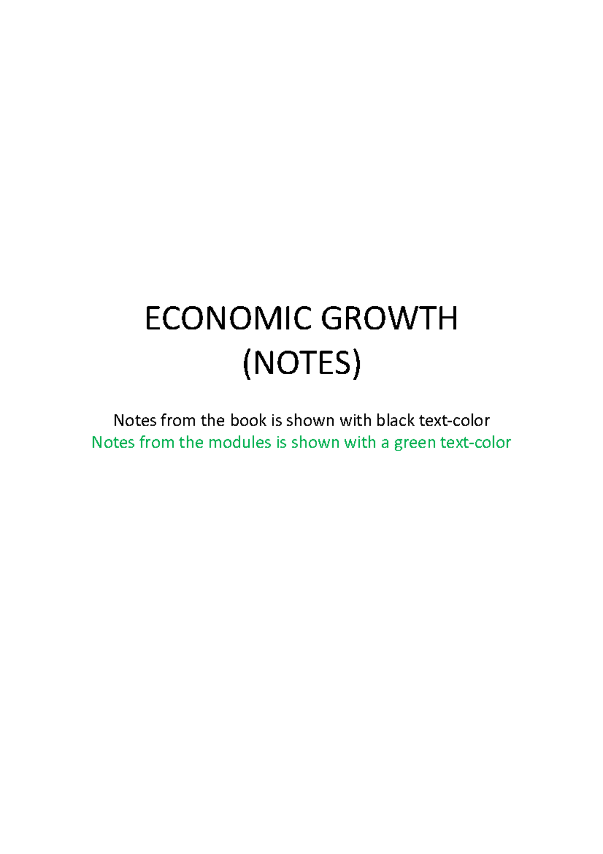 ECON 101: Notes on Economic Growth, Capital, and Human Capital - Studocu