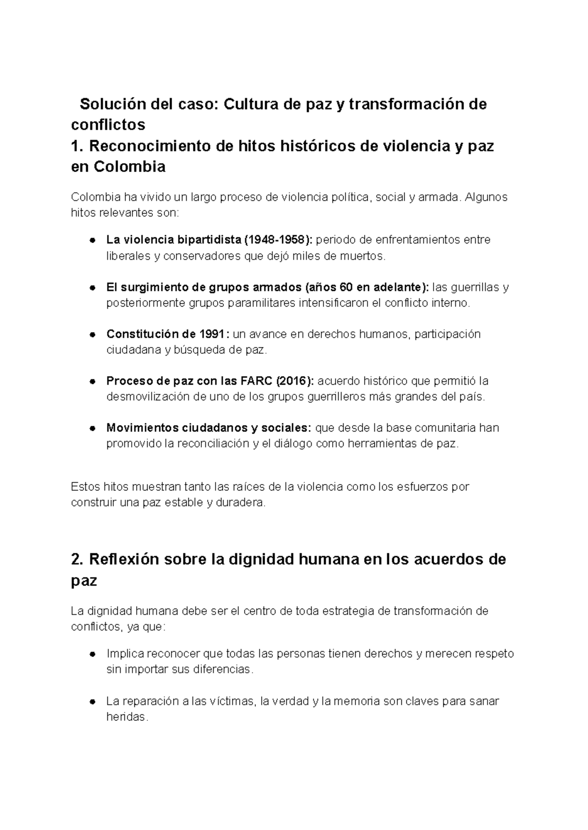 Caso de Estudio: Cultura de Paz y Transformación de Conflictos en ...