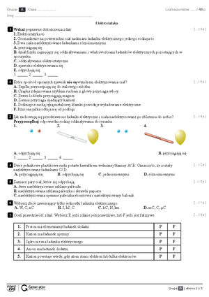 Bliżej Fizyki Sprawdzian Wiadomości Dział 6 Klasa 6