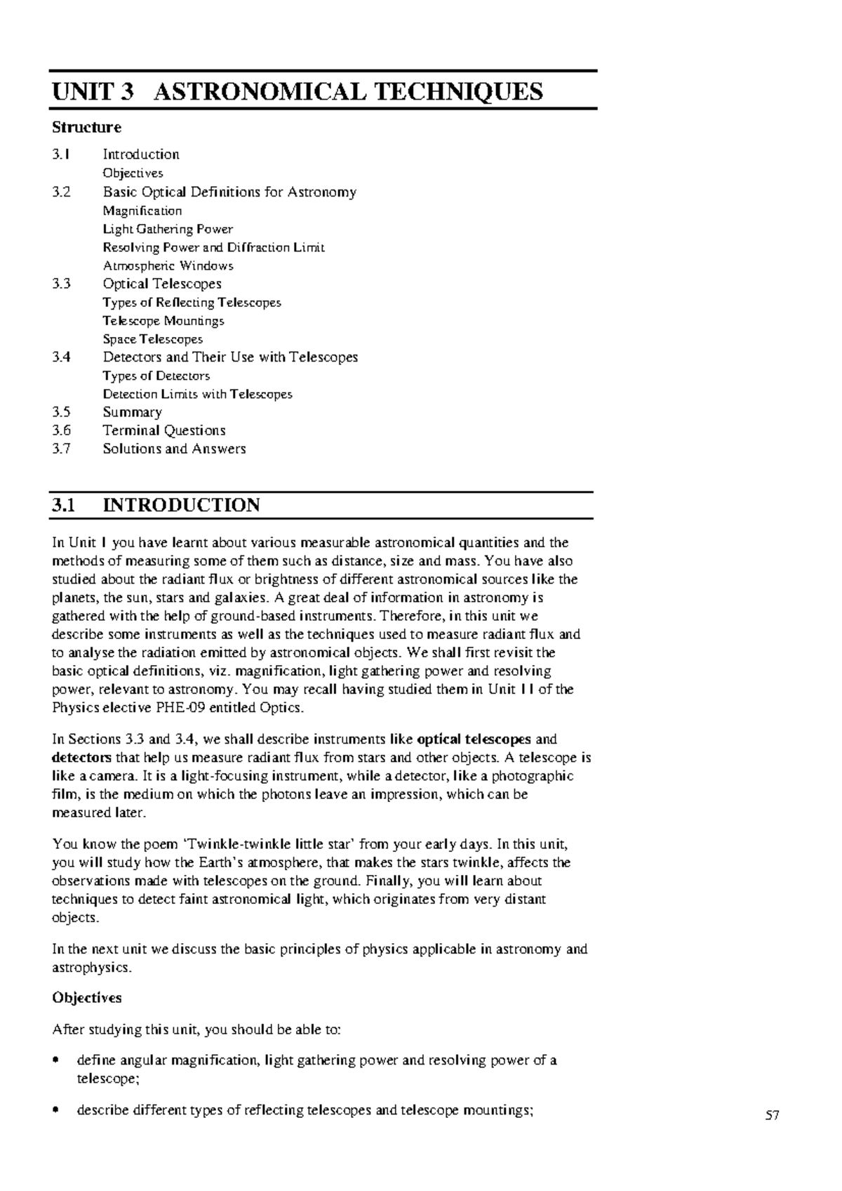 Unit 3 - Astrophysics Lecture Notes: Techniques and Instruments - Studocu