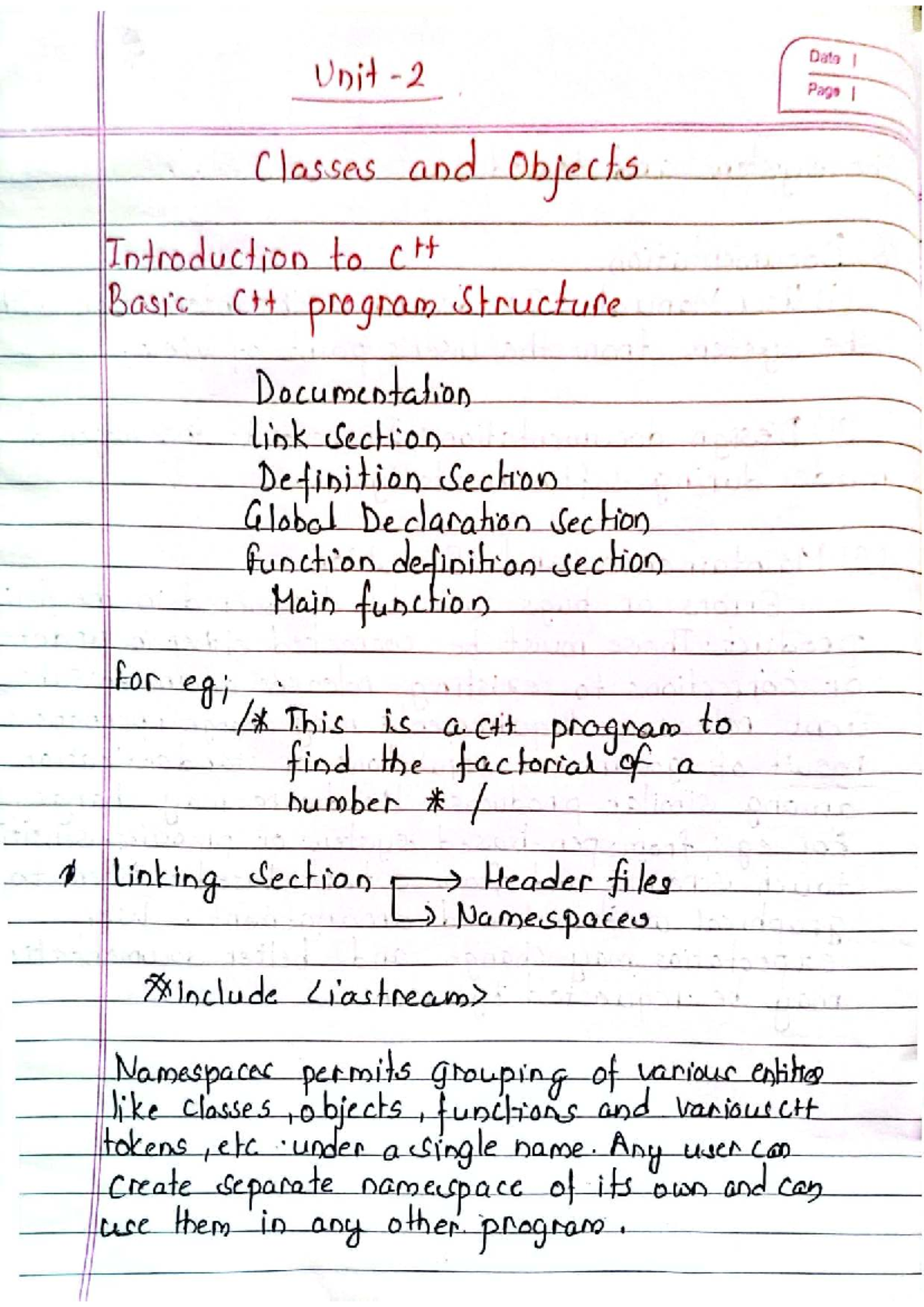 Class and Objects in C++ (CS101 Lecture Notes) - Studocu