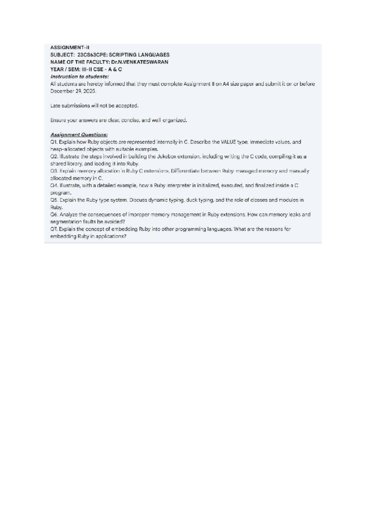 23CS63CPE: Scripting Languages Assignment II Guidelines and Questions ...