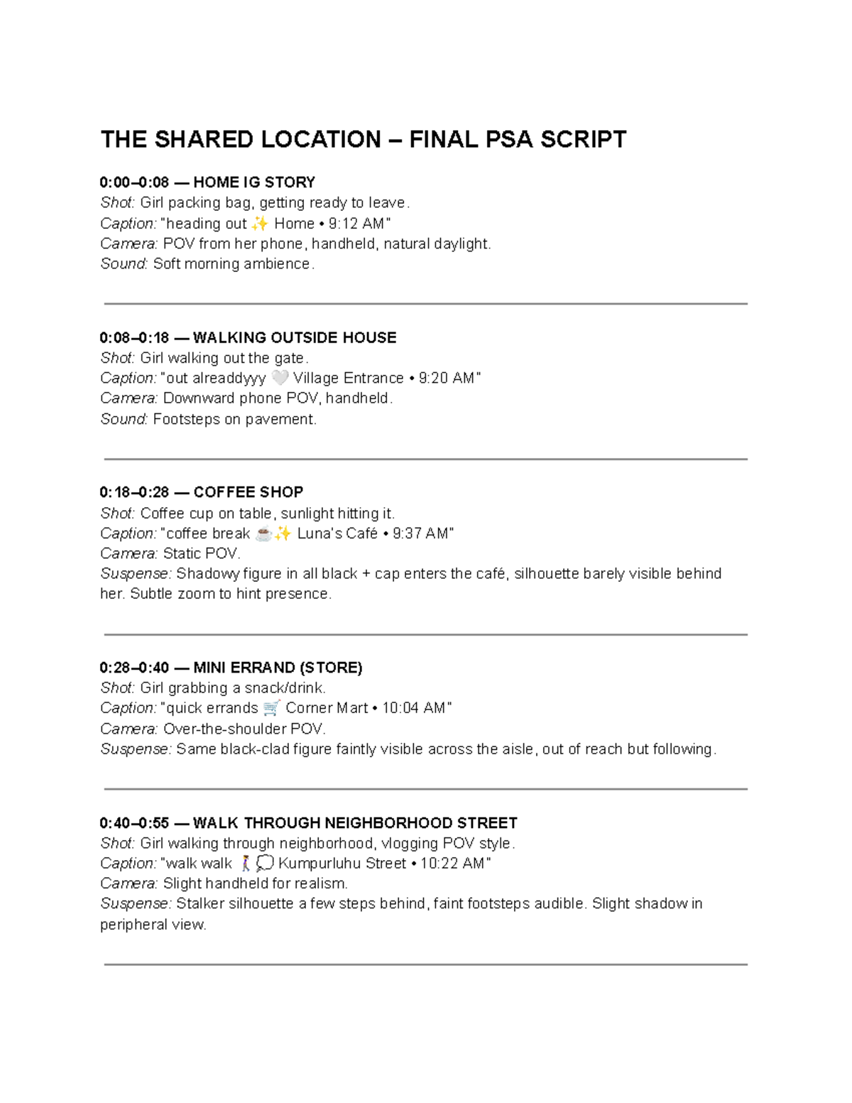 Digital Awareness: Final PSA Script for Shared Location Safety - Studocu