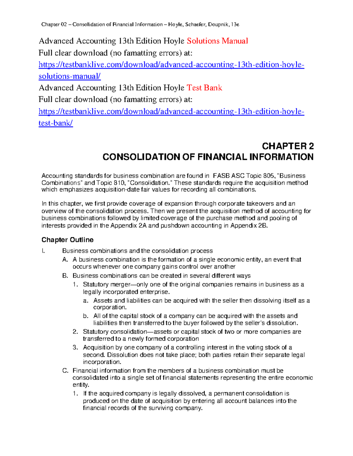 Pdf advanced accounting 13th edition hoyle solutions manual scribd ...