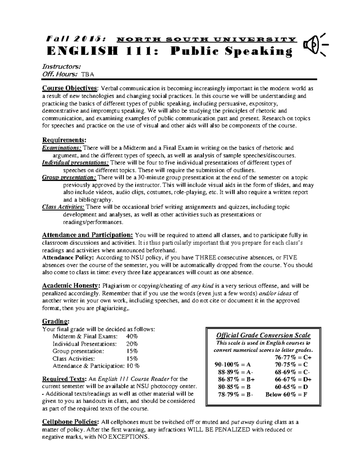 Public Speaking Course Overview and Requirements - ENG-111 - Studocu