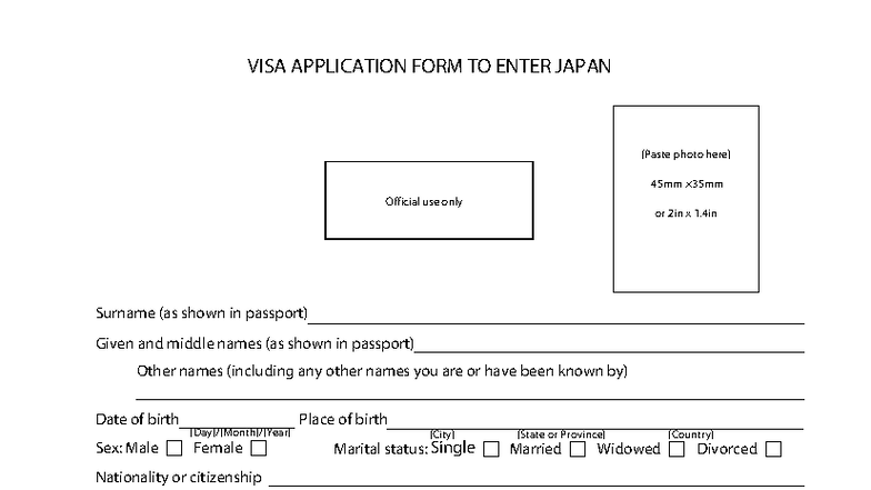 VISA APPLICATION FORM FOR JAPAN (FORM KHAI) - Studocu