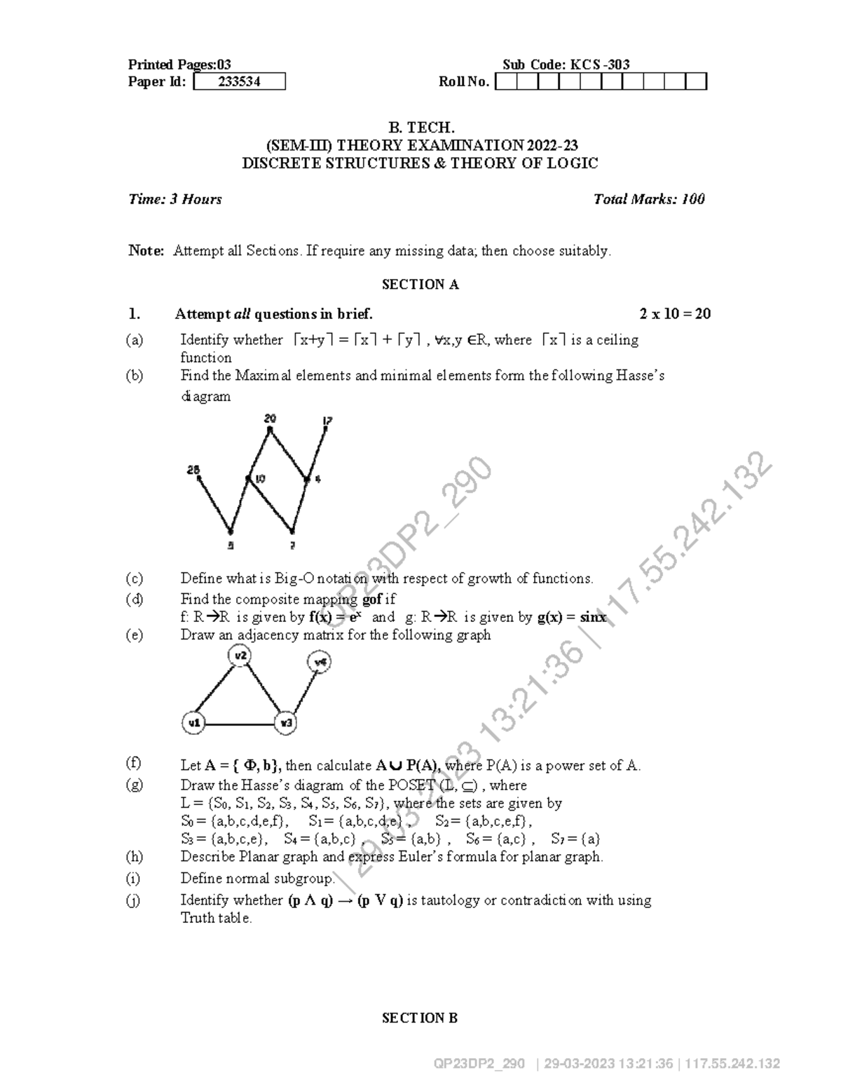 Discrete Structures & Theory of Logic Exam Notes KCS 303 - Studocu