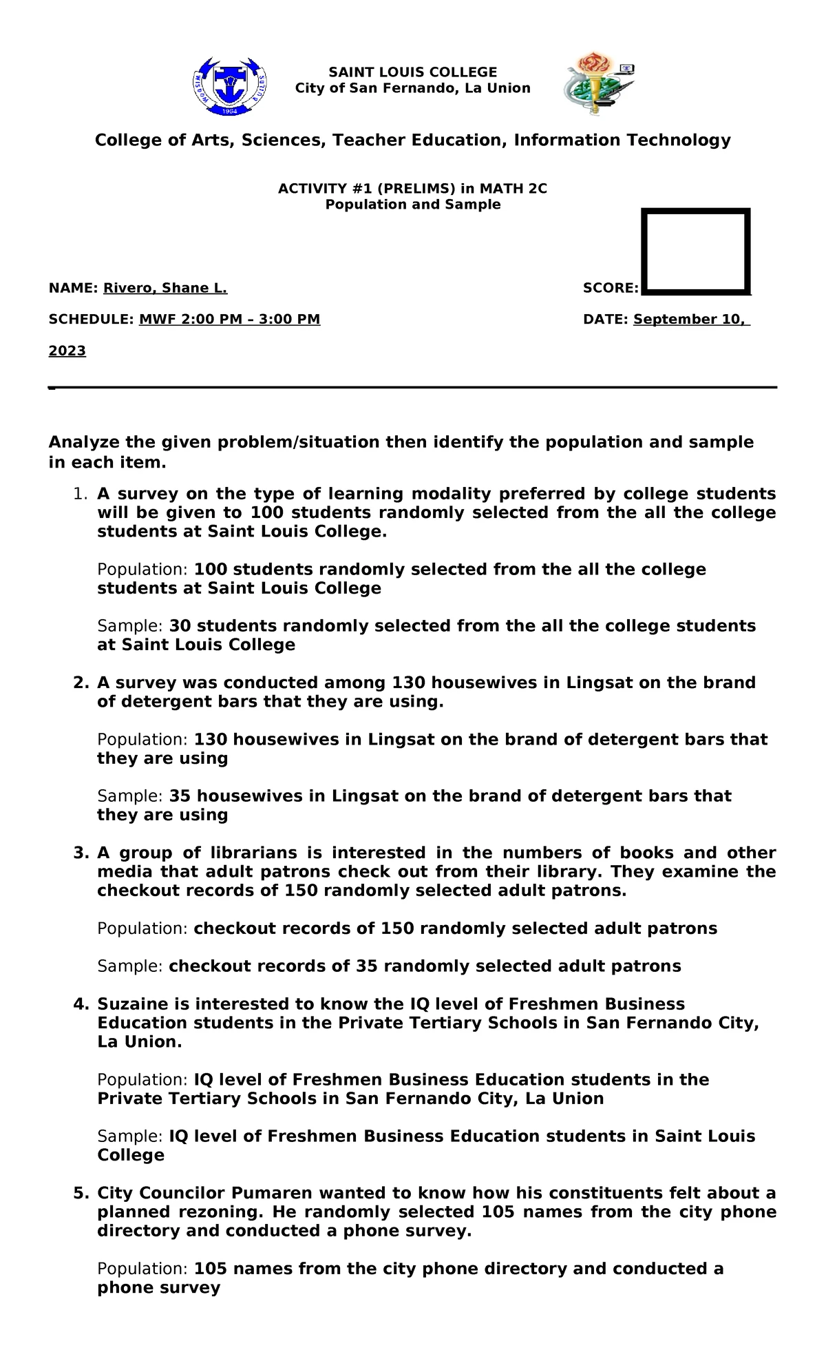 Notes on Sampling Techniques in MATH 2C: Key Concepts and Formulas ...