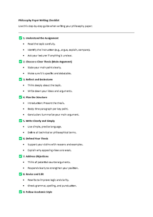 PHIL 101: Writing a Philosophy Paper - Key Guidelines and Tips - Studocu