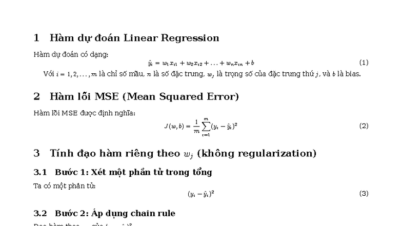 Đạo Hàm Gradient Descent L1 L2 - Tài Liệu Học Tập - Studocu