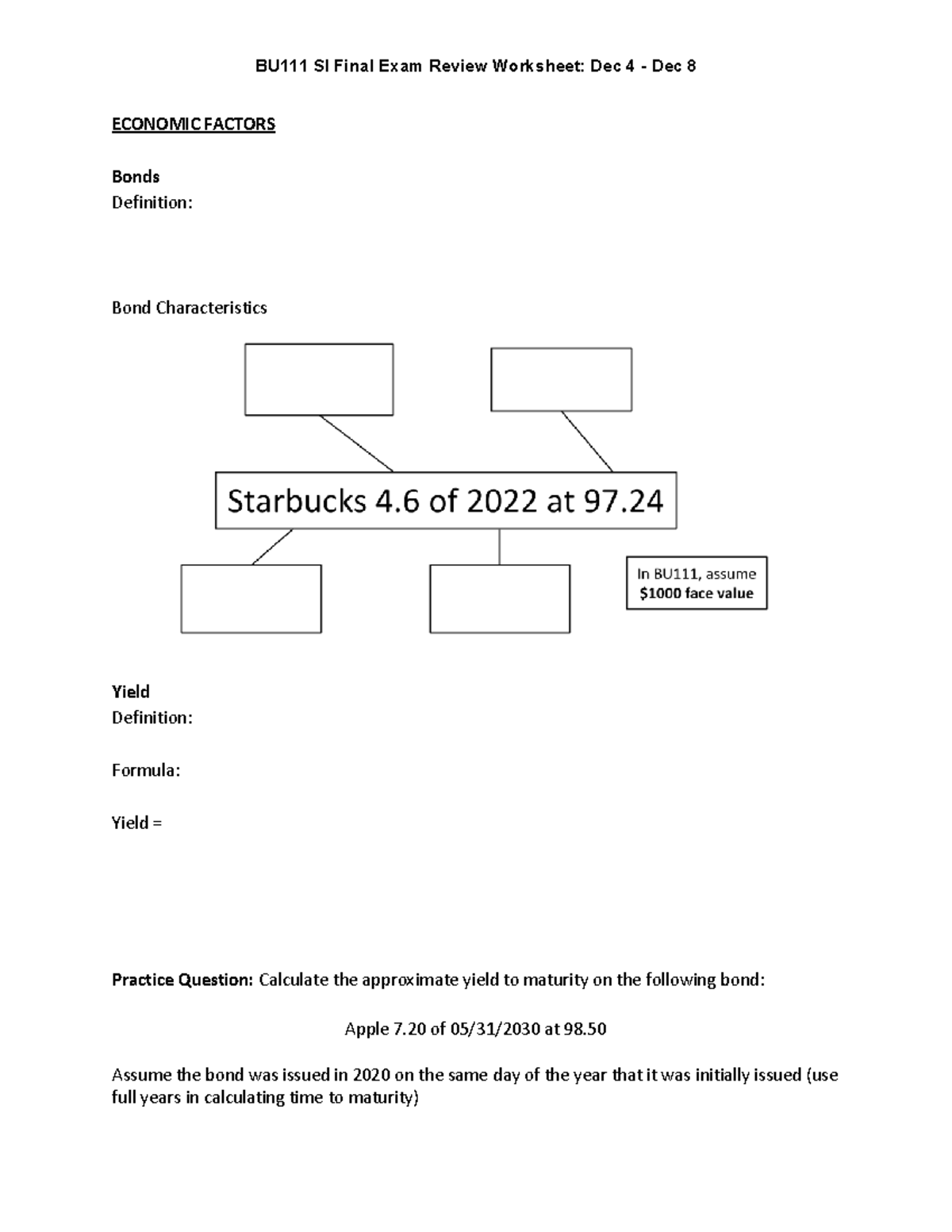 BU111 Final Exam Review: Economic, Social, and Political Factors - Studocu