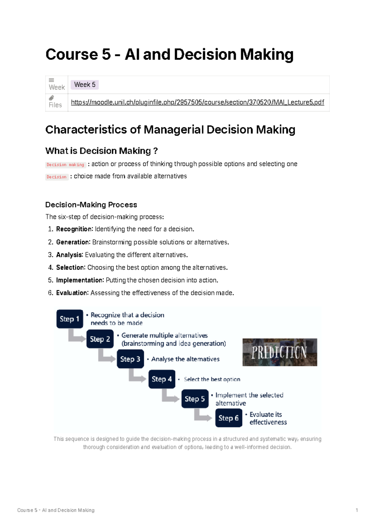 MAIO - C5 - Lecture on AI & Decision Making Process - Studocu