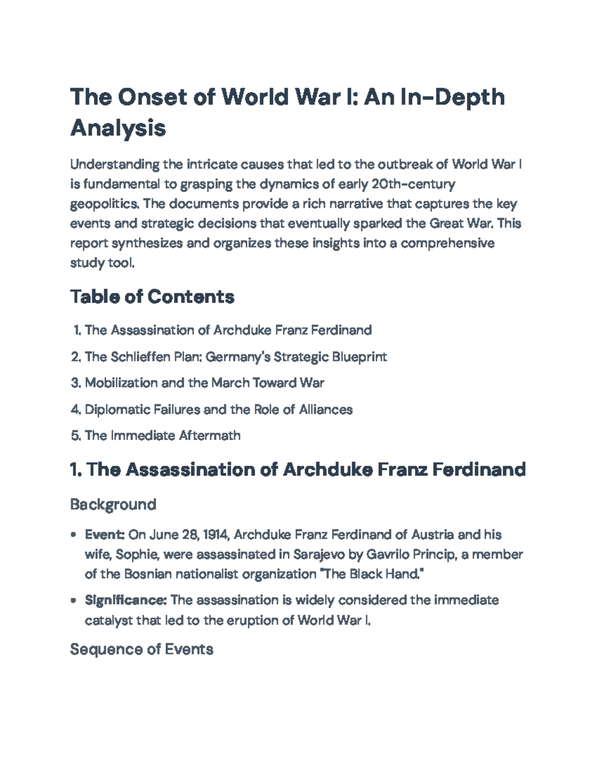 The Onset of WWI: Key Events and Diplomatic Failures Analysis - The ...