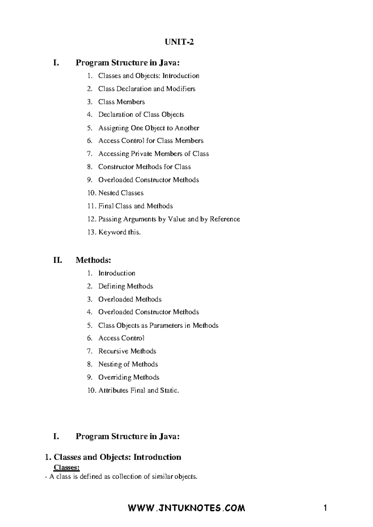 Java UNIT - 2: Comprehensive Notes on Classes, Objects, and Methods ...