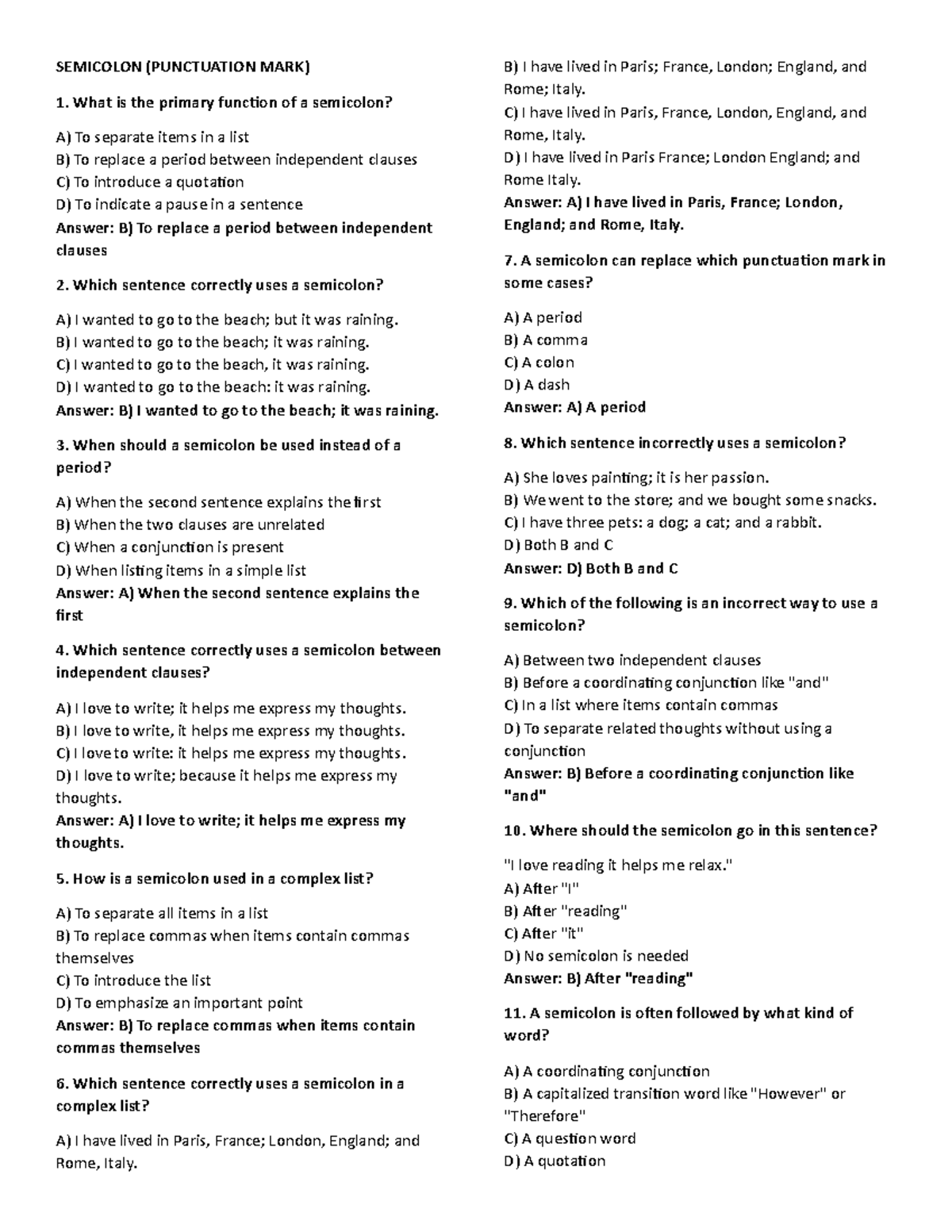 Semicolon ( Puctuation MARK) - SEMICOLON (PUNCTUATION MARK) What is the ...