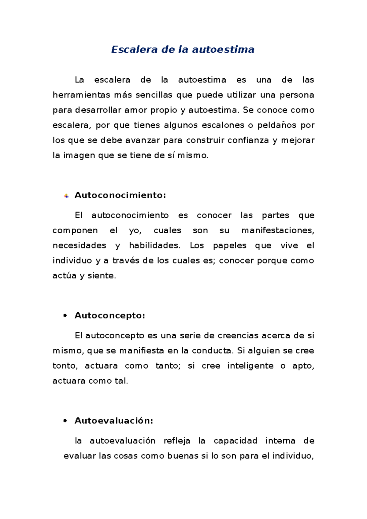 Escalera de la autoestima - Se conoce como escalera, por que tienes ...
