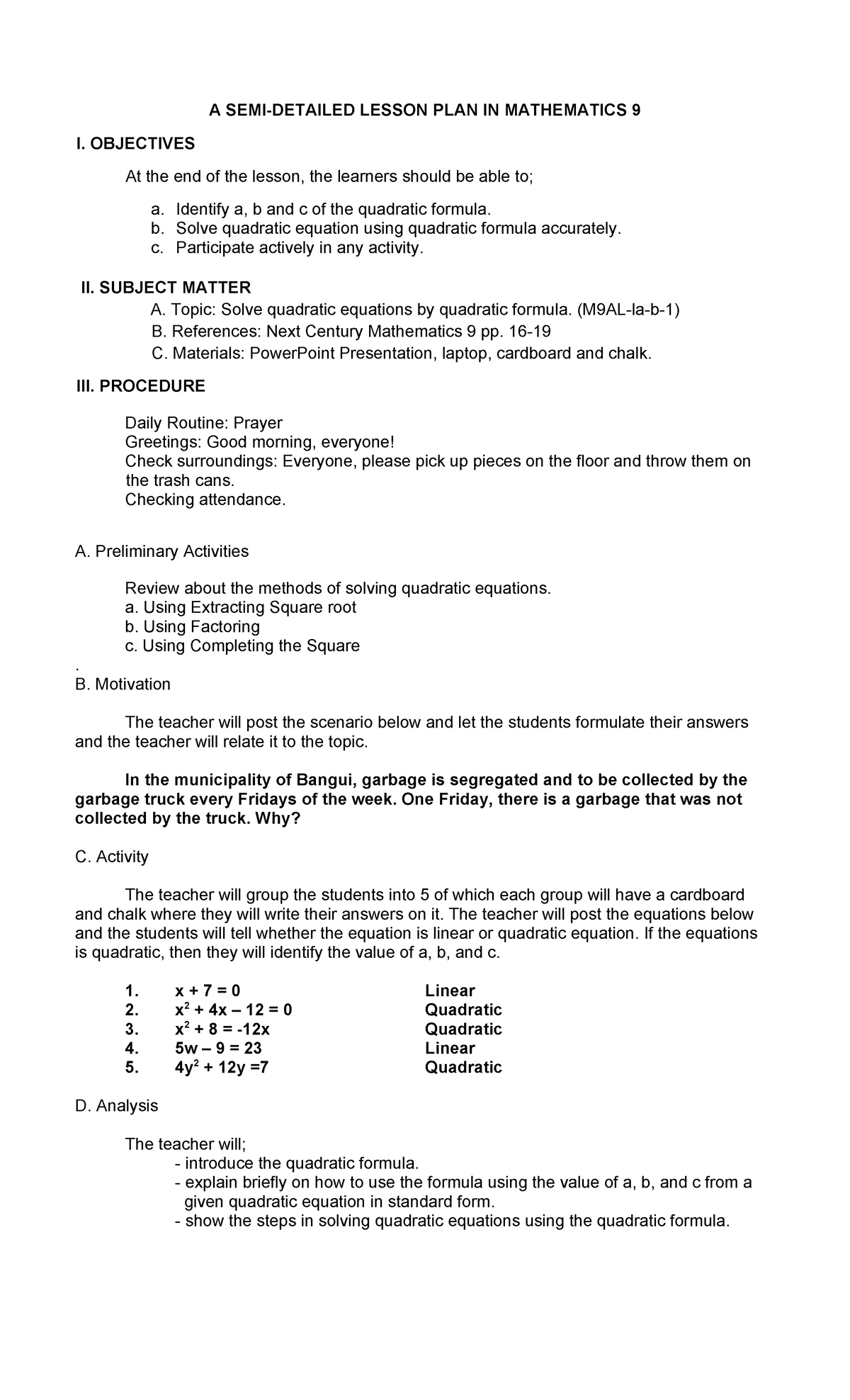 STEM 11 Lesson Plan: Inverse of One-to-One Functions Overview - Studocu