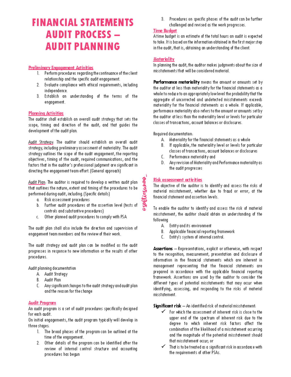FS Audit Process: Comprehensive Guide to Audit Planning - Studocu