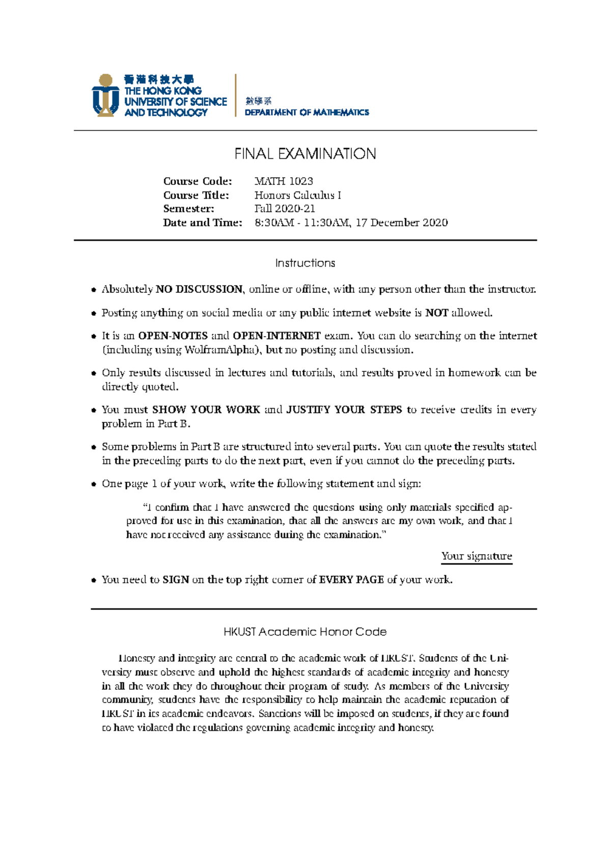 MATH 1023 Fall 2020-21 Final Exam Instructions and Questions - Studocu