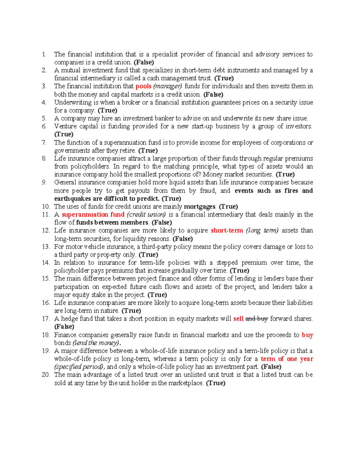 FIM Quiz Chapter 3 - Financial Institutions Concepts Explained - Studocu