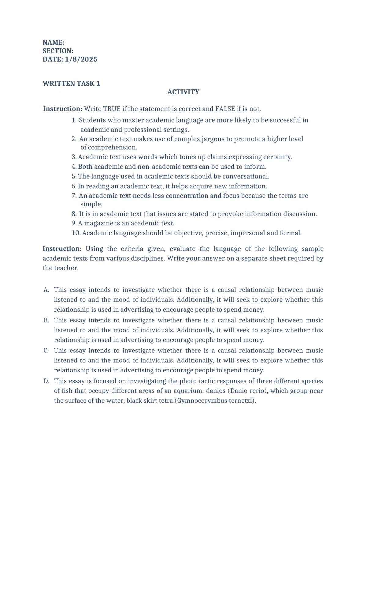 Impromptu Speech Rubric for Effective Communication Skills - Studocu