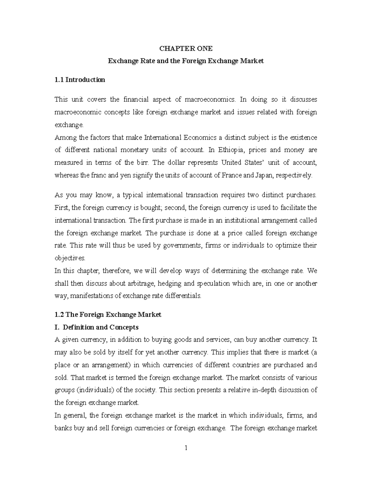 International Economics: Chapter 1 - Exchange Rates & Forex Market ...