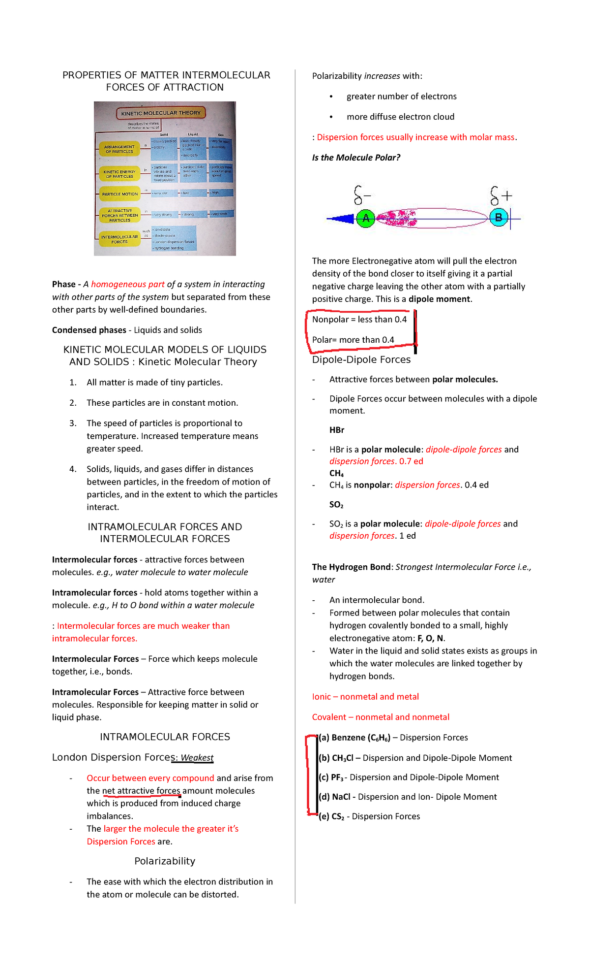 CHEM 101 - Final Exam Reviewer: Properties of Matter and Phase Changes ...