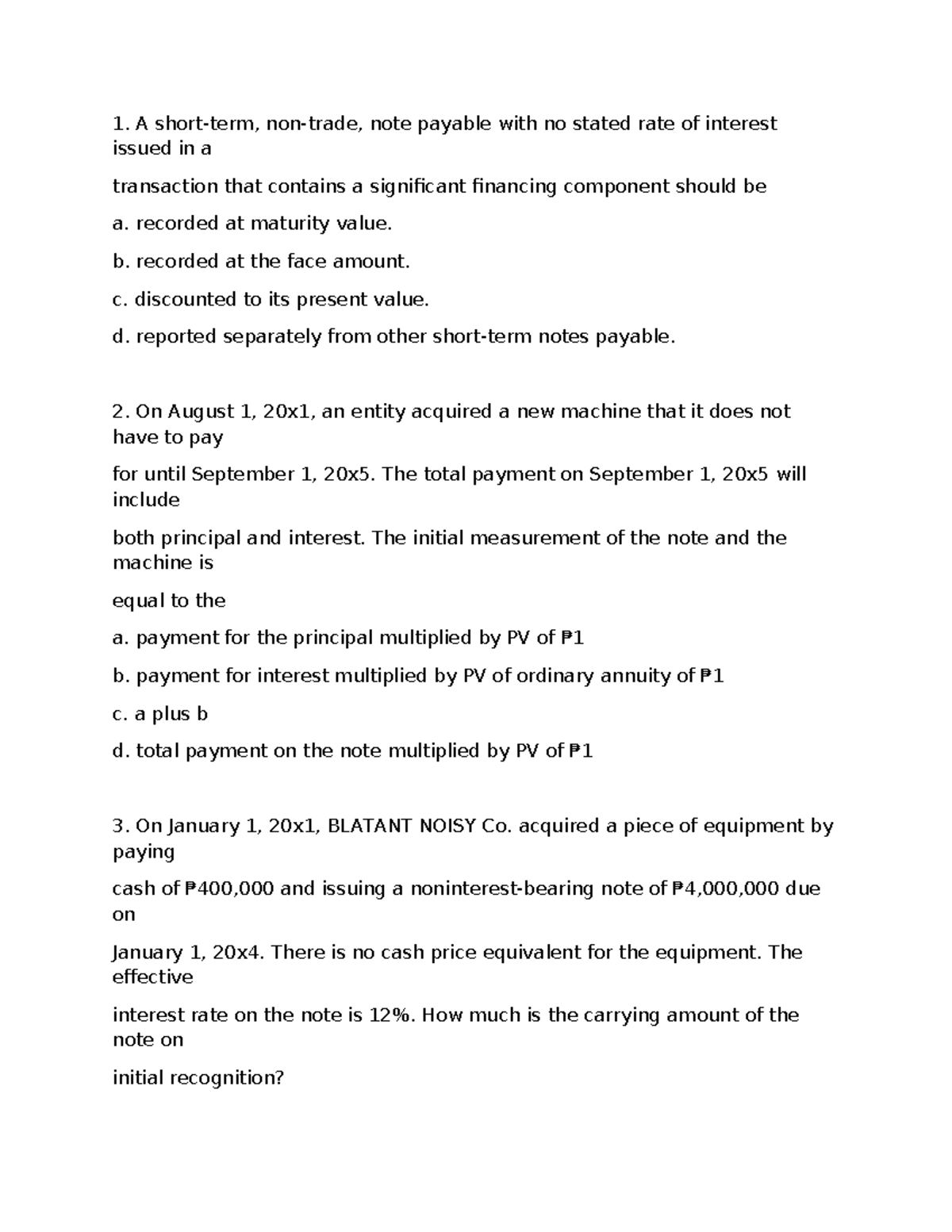 Notes Payable Practice Quiz (Course Code: ACC 101) - Studocu