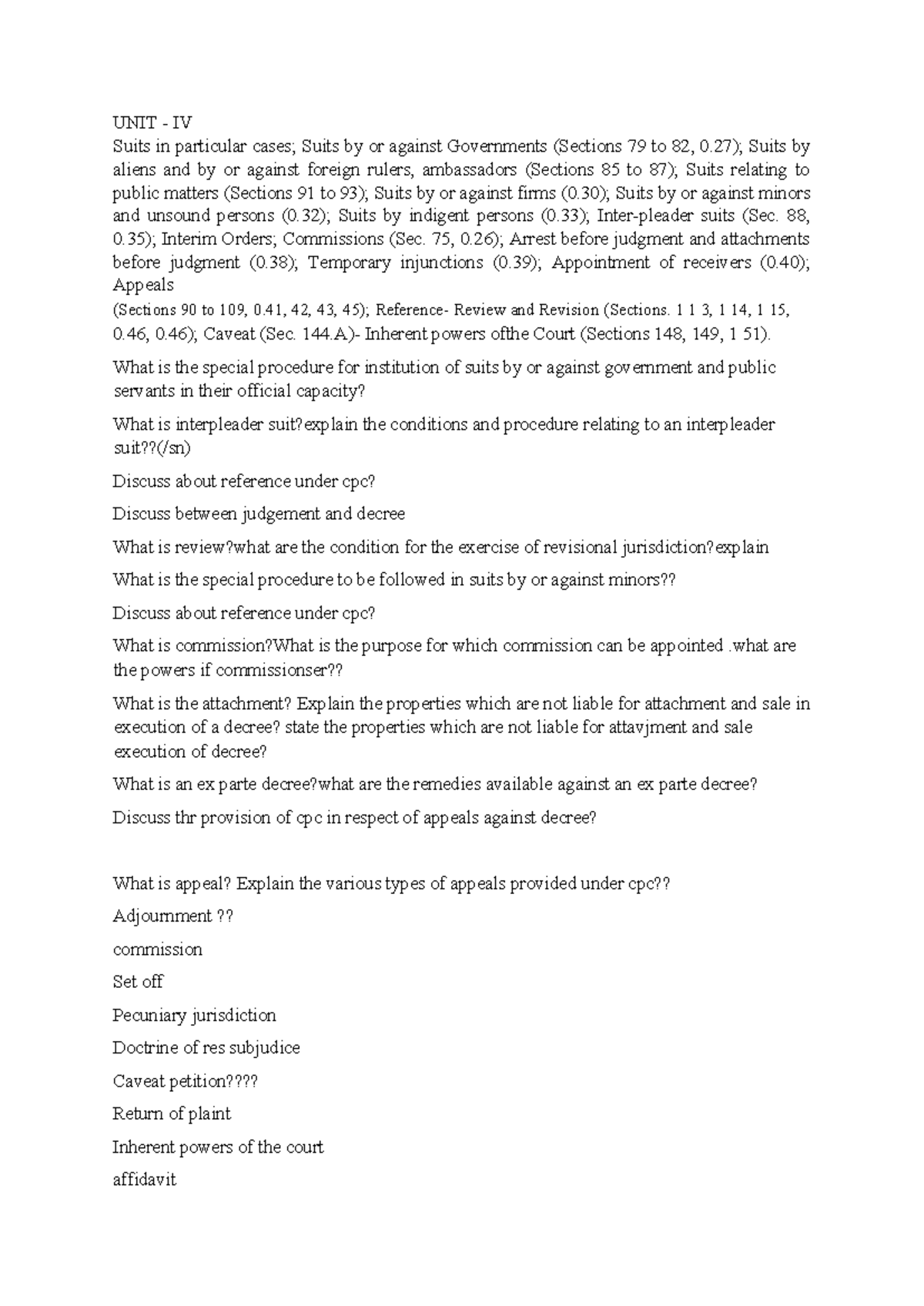 CPC Unit IV: Detailed Analysis of Suits Involving Government and Minors ...