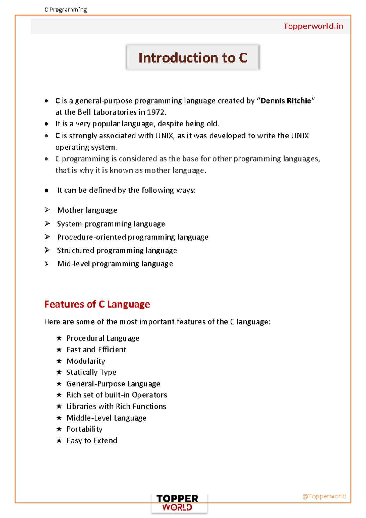 C Programming Language: Comprehensive Study Notes on Variables and ...