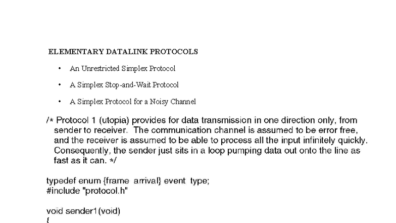 Elementary Datalink Protocols: Simplex & Sliding Window Techniques ...