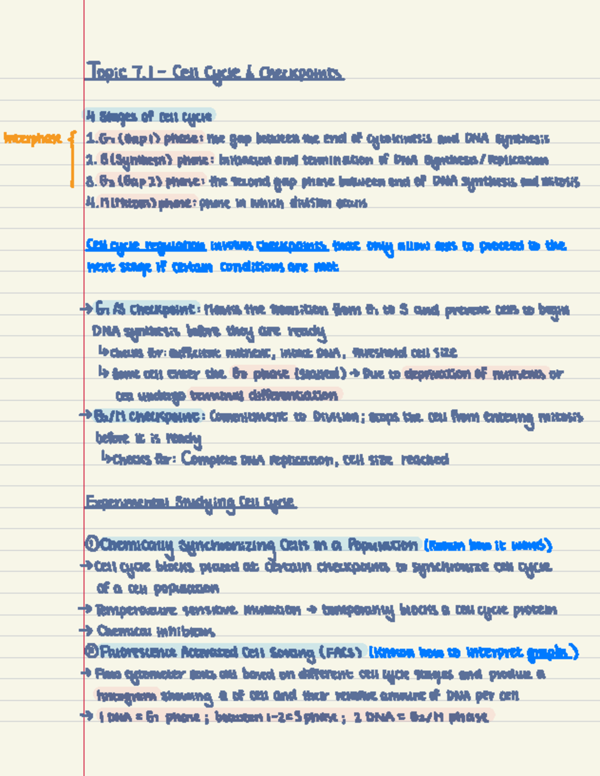Unit 7 - prereading notes - Topic 7. 1 - Cell Cycle & Checkpoints 4 ...