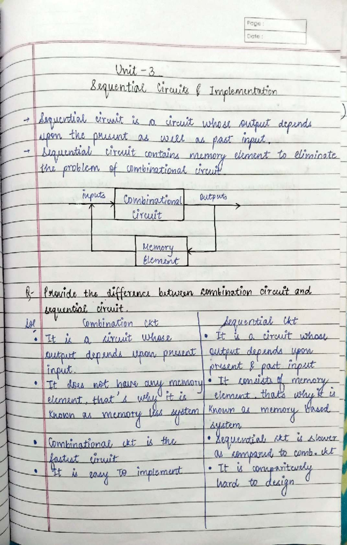 Unit 3: Understanding Combinational Logic and Memory Systems - Studocu