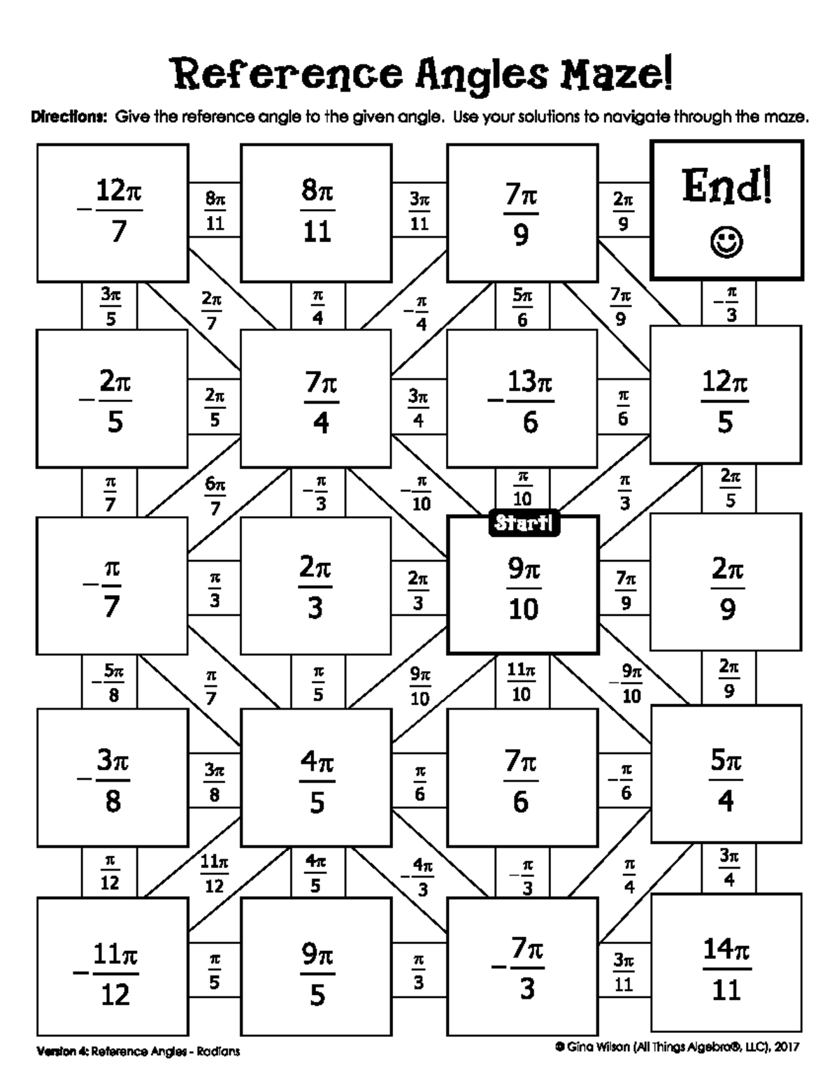 Radians Reference Angles Maze - Version 4 - Studocu