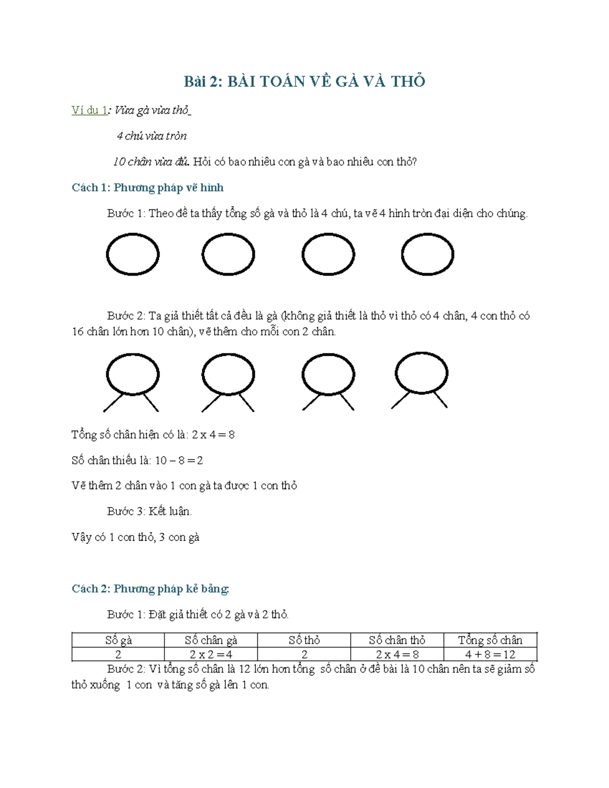 Bài 2: Toán Về Gà và Thỏ - Phương Pháp Giải 2e2 - Document Preview