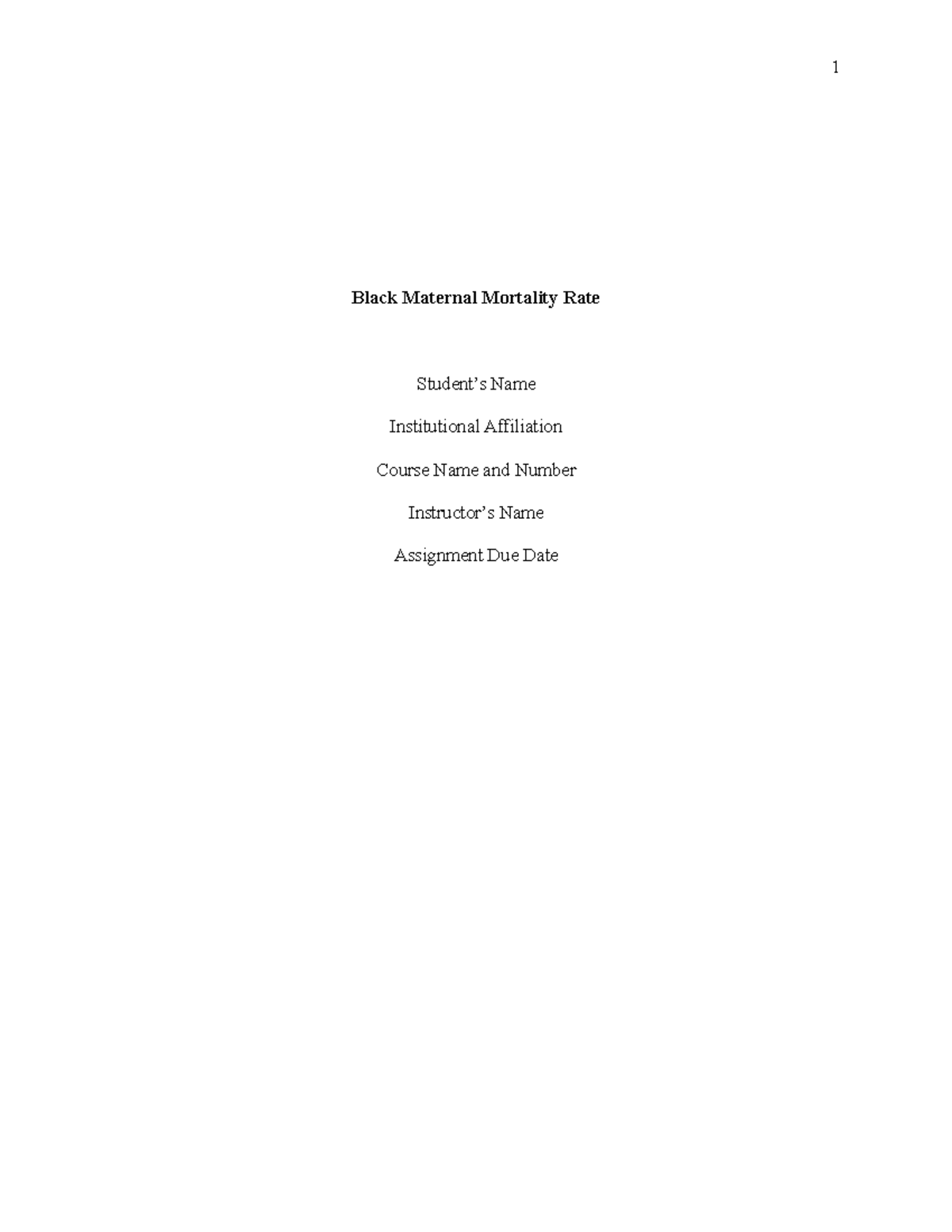 Addressing Black Maternal Mortality: Insights and Interventions - Studocu