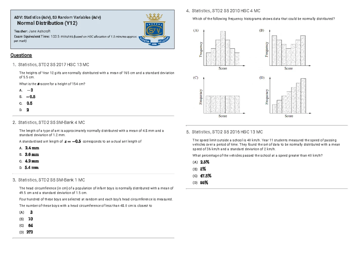 Mathematics Stage 5 Year 10 AT1: Triangles Theorem Assessment ...
