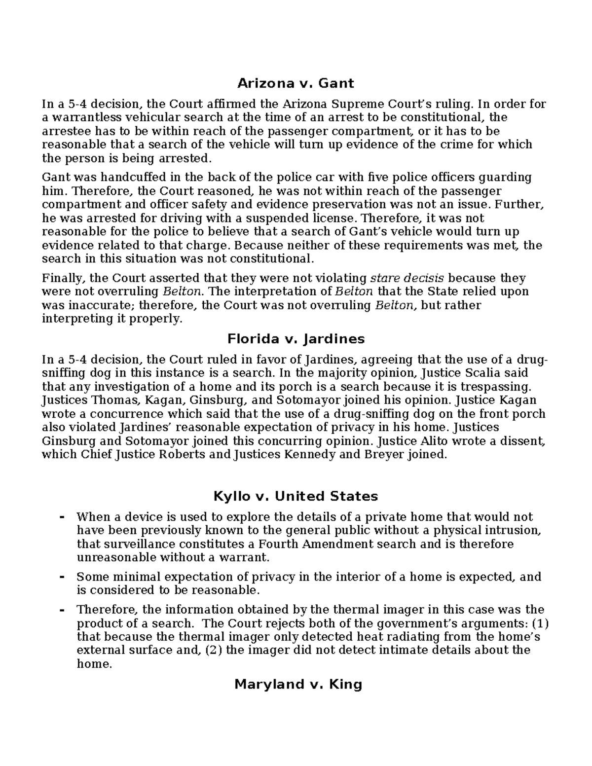 2-4 Amendment Court Case Scenarios: Summary & Analysis - Studocu