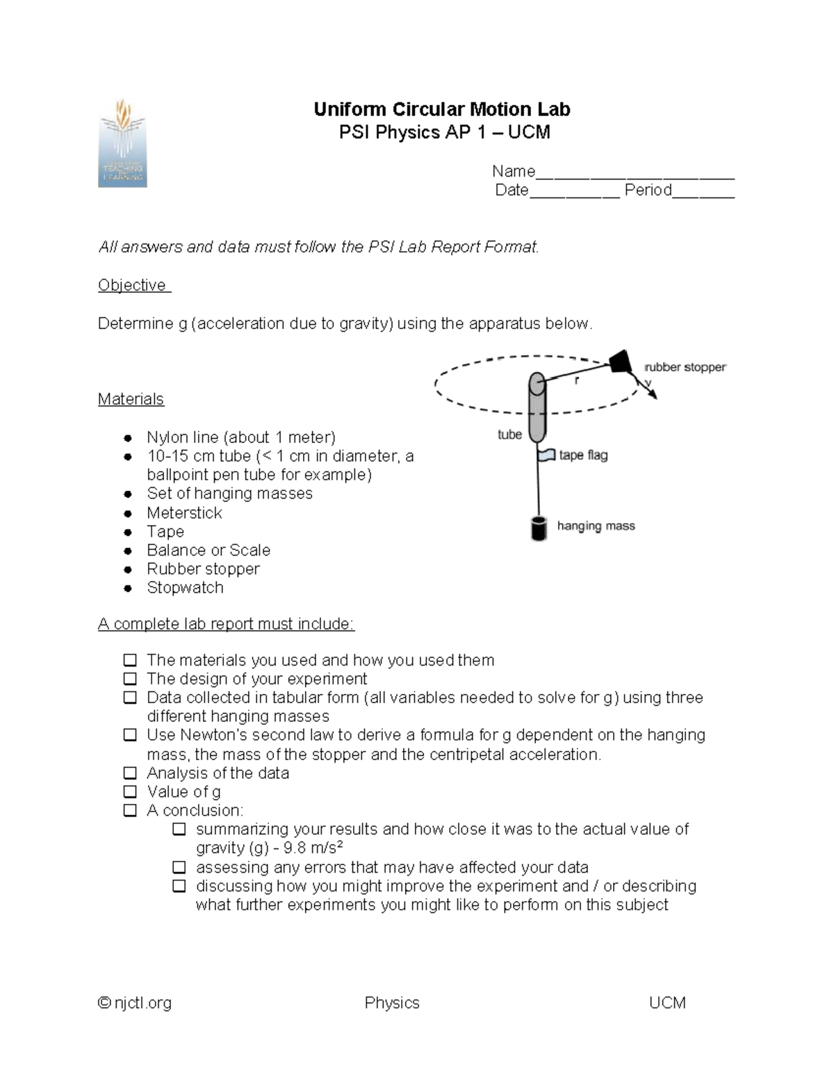 Ap-phys1 uniform-circular-motion-lab 2014-08-14 - Uniform Circular ...