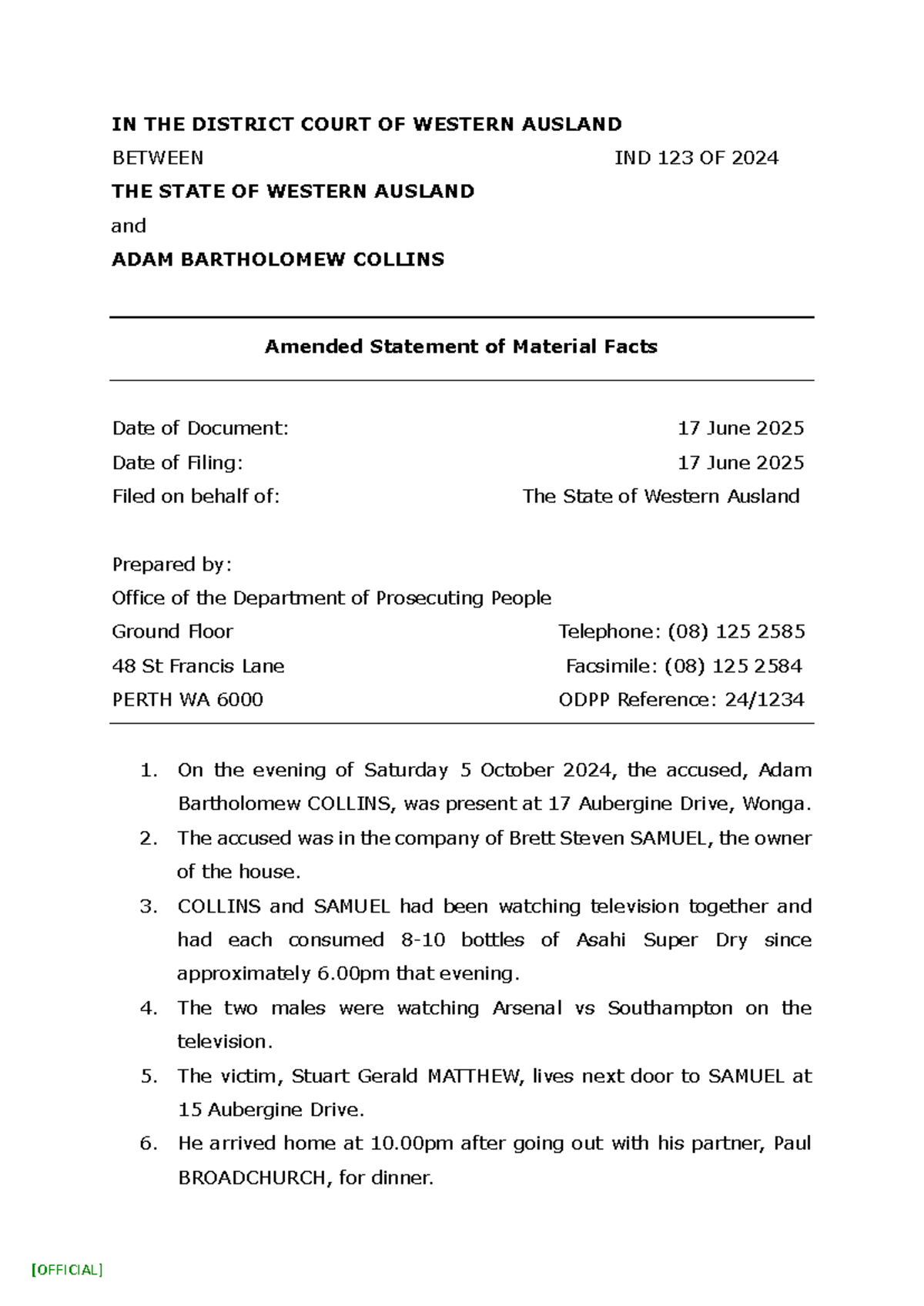 Picture of LLB130 Criminal Law Assignment 2025: Amended Statement of Material ...