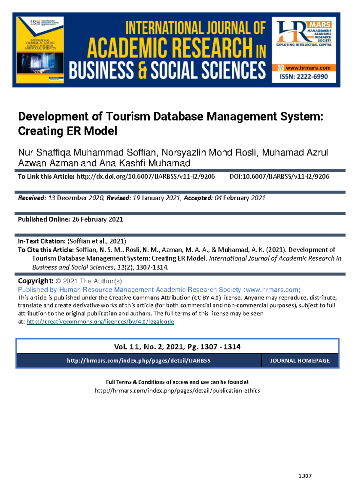 Development of tourism database management system creating er model ...