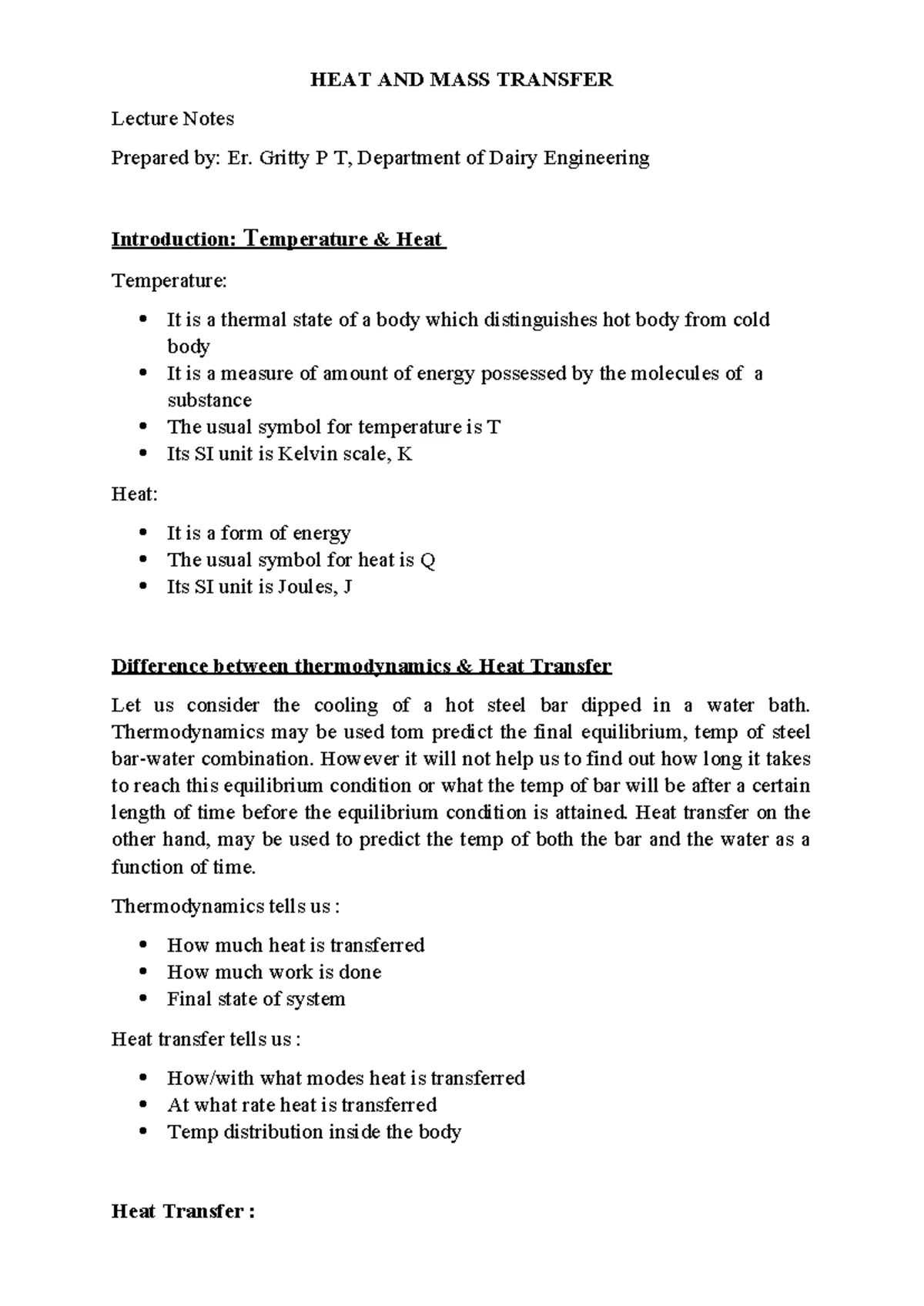 Module 3 - HMT - HEAT AND MASS TRANSFER Lecture Notes Prepared by: Er ...