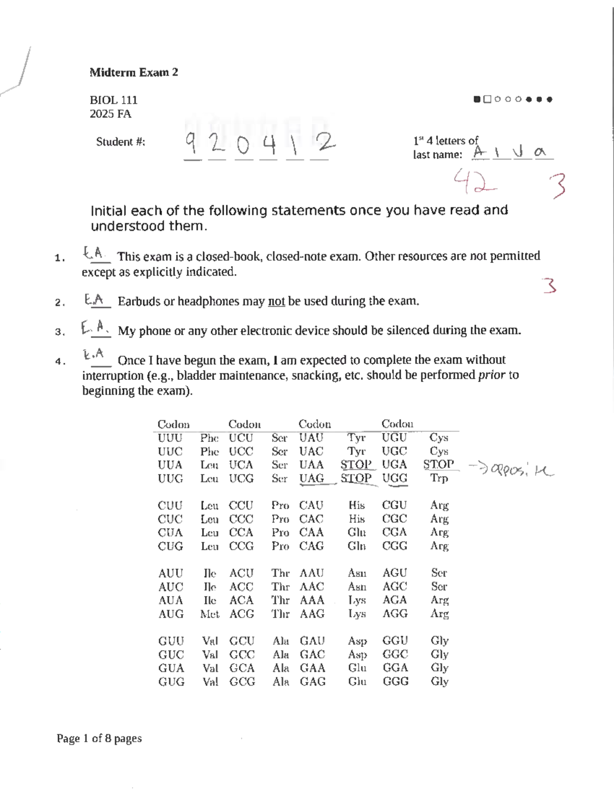 BIOL 111 Midterm Exam 2 - Fall 2025 - Studocu