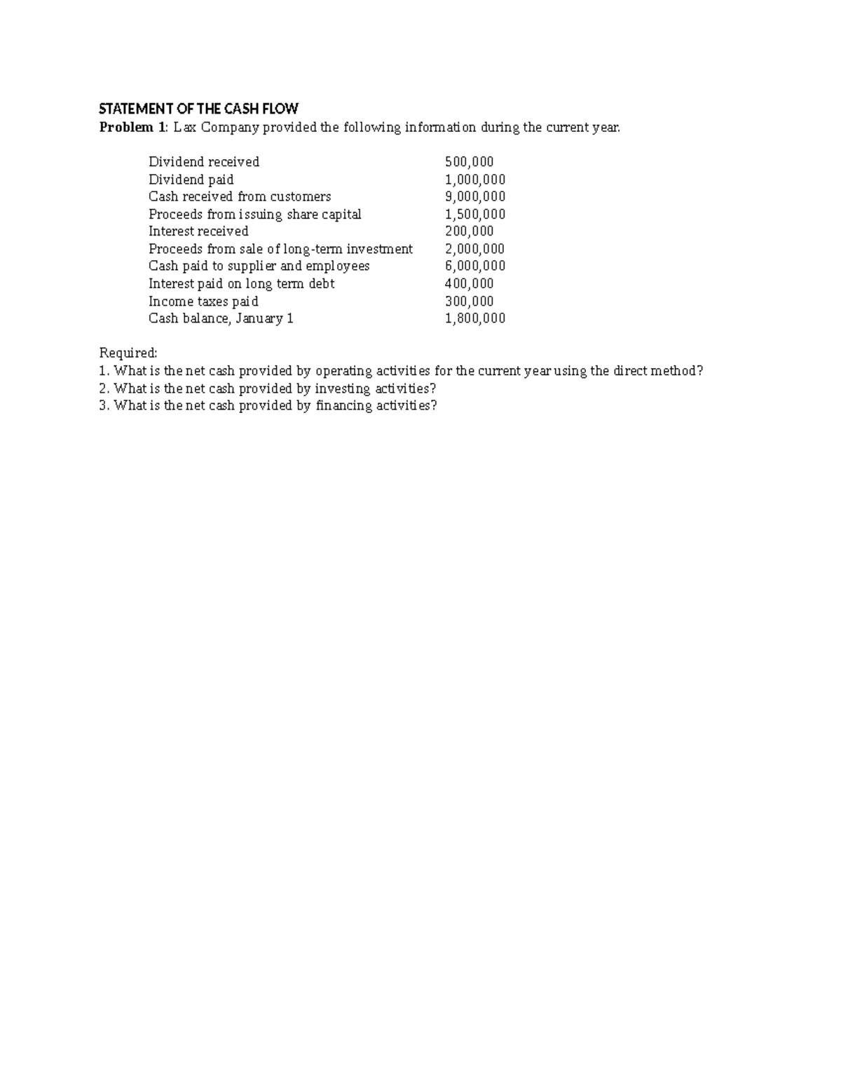AAC M 2 Cash Flow Problems and Solutions - Studocu