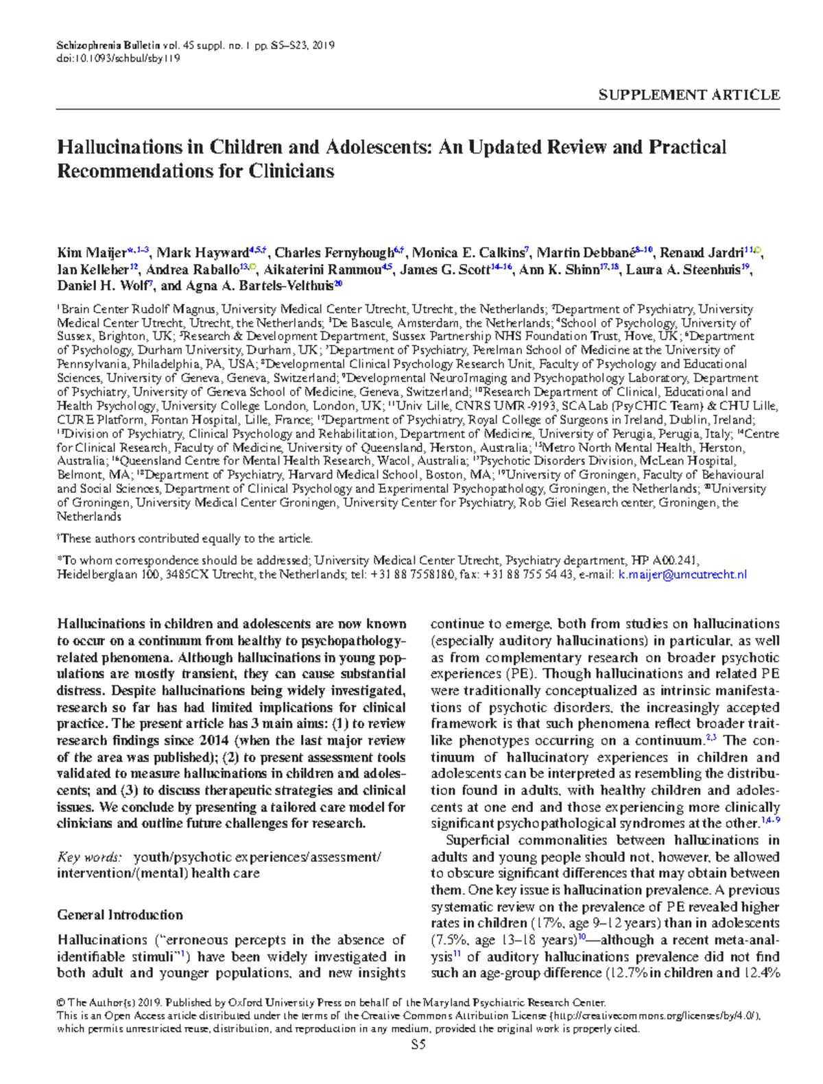 Hallucinations in Children and Adolescents: Updated Review - Studocu
