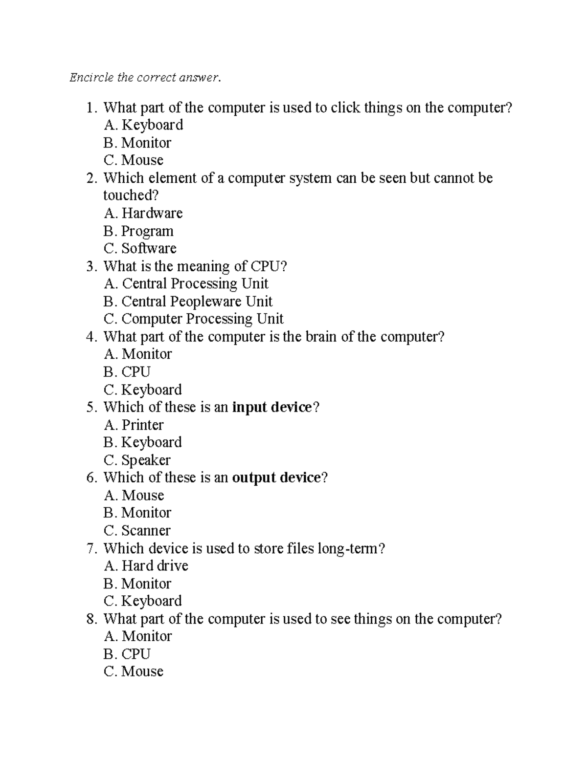 Computer and English 2 - Interactive Worksheet for Students - Studocu