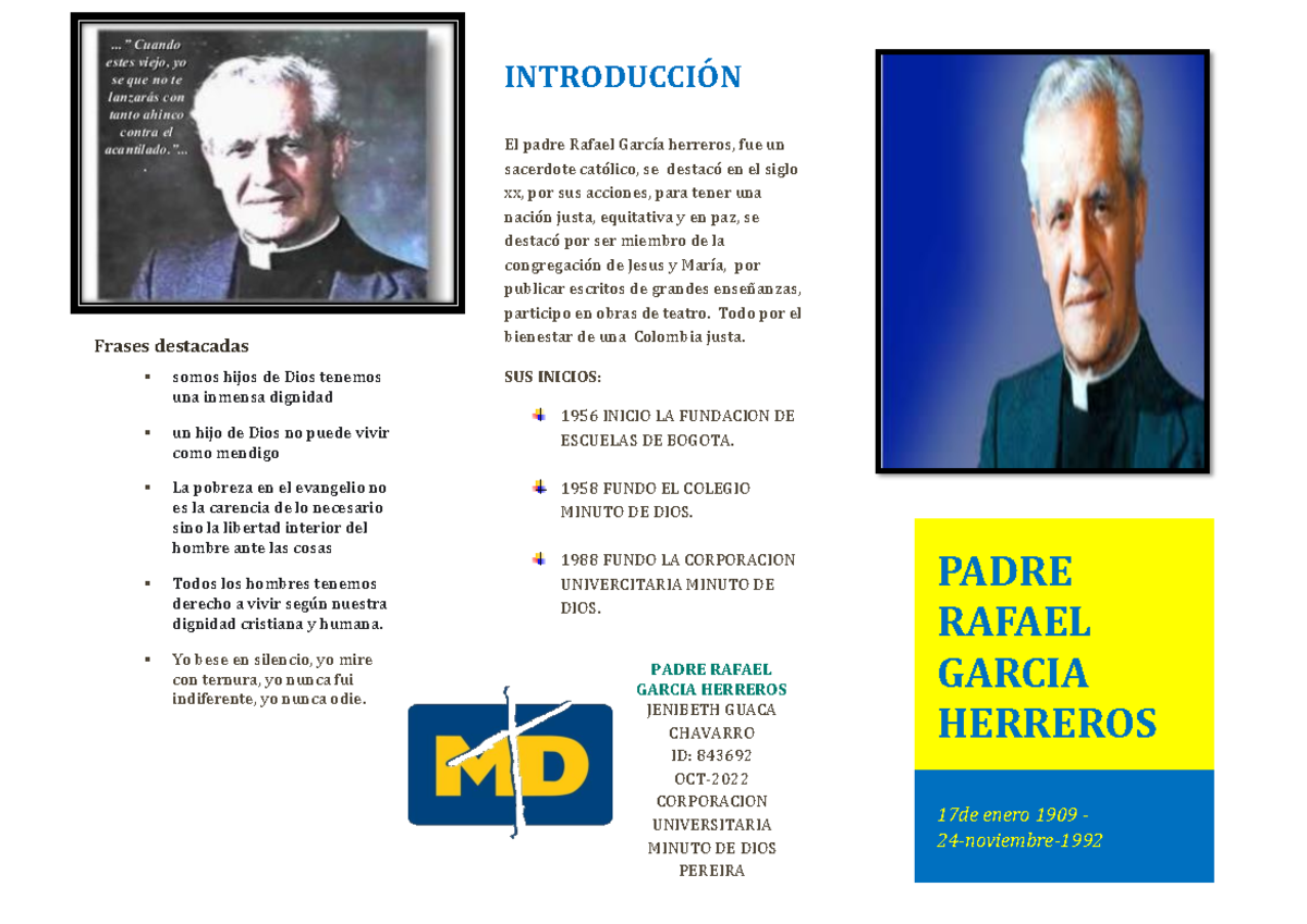 Reflexiones sobre la Vida y Legado del Padre Rafael García Herreros ...