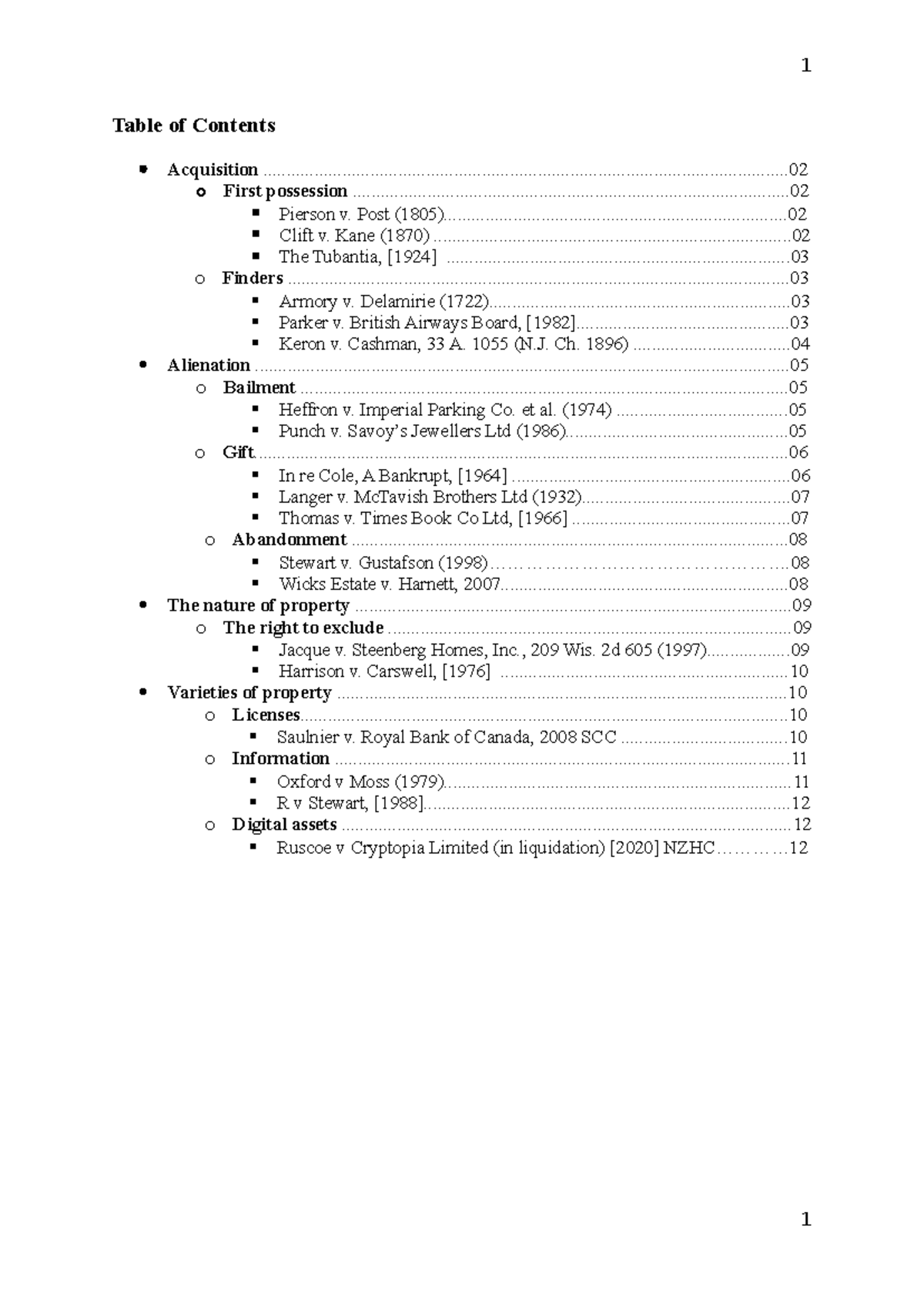 Case Law in Property: Key Cases and Legal Principles (Class 1) - Studocu