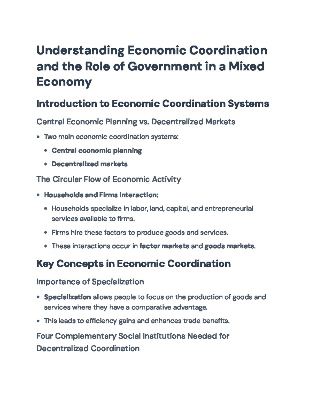 Understanding Economic Coordination & Government Role in Mixed ...