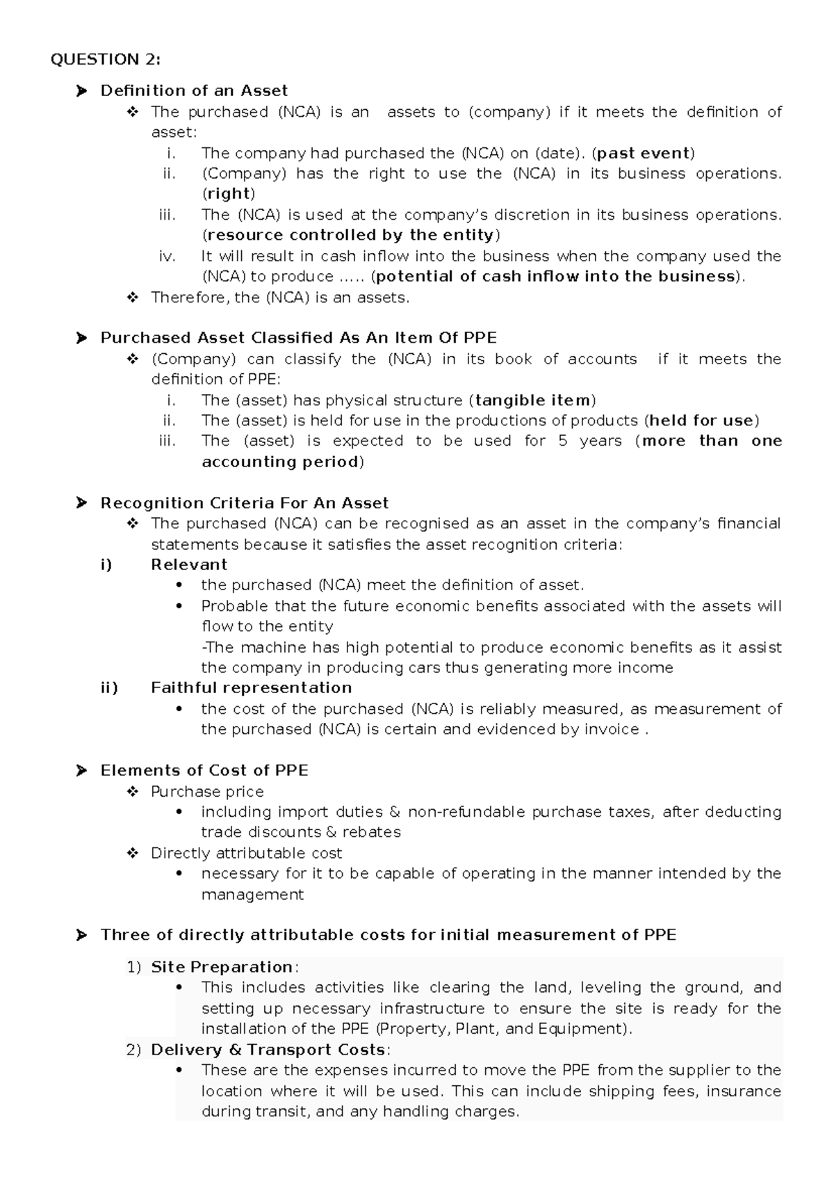 Final Exam Notes on Asset Recognition and Cash Flow Analysis (ACC101 ...